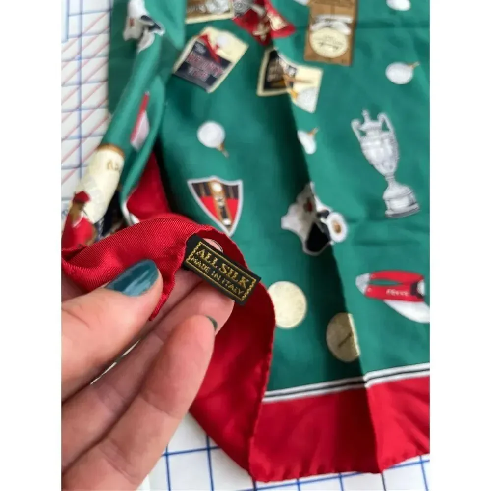Tail Pebble Beach Golf Silk Twill Scarf Italy Old Money Country Club 27
